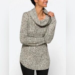 RD Style Womens Cowl Neck Marled Knit Sweater‎ Black White 67S556SF Small